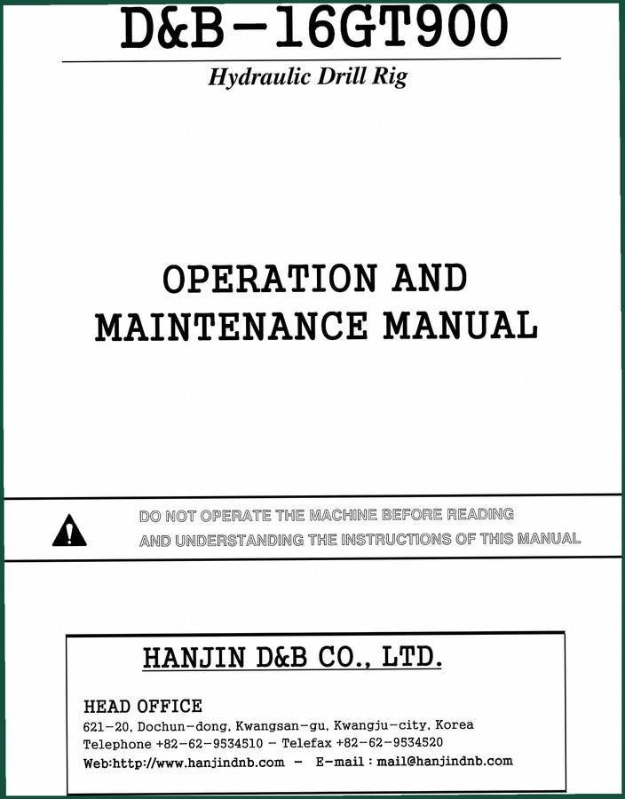 Hanjin D&B 16GT900 Operators Manual – OEM Operation & Maintenance Specs