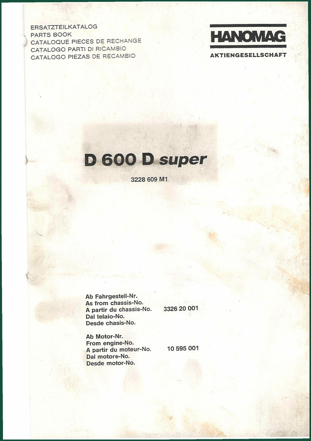 Hanomag D 600 super Parts Catalog – 596 Pages of OEM Parts Data