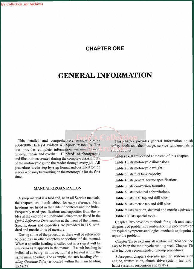 Harley-Davidson XL Repair Manual 2004-2006 – 462 Pages of Factory Specs