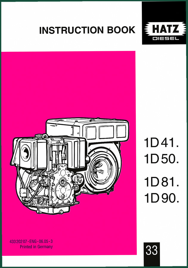 HATZ 1D41, 1D50, 1D81, 1D90 Operators Manual – OEM Specs