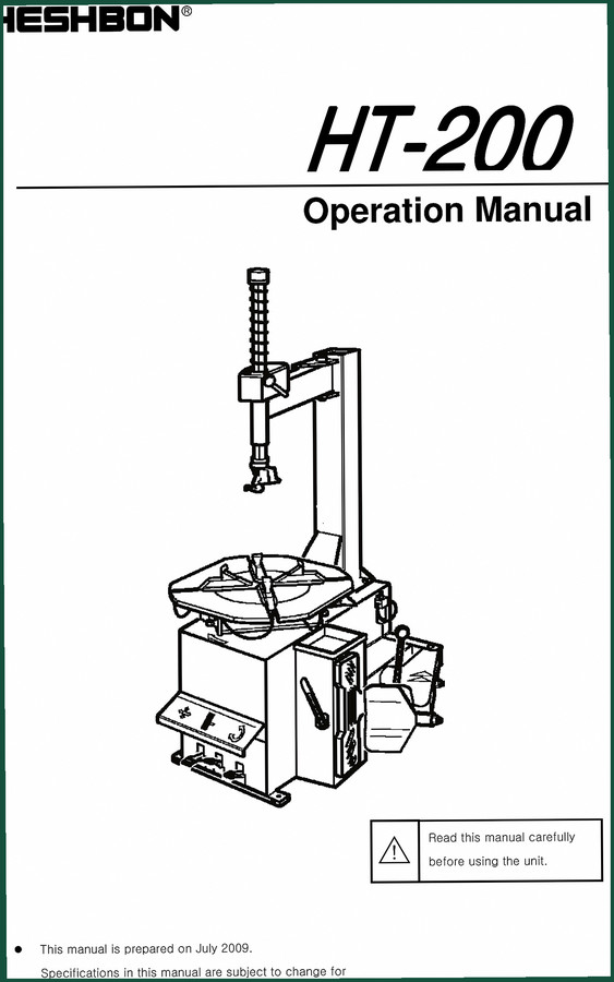 Heshbon HT-200 2009 User Manual – OEM Operation & Safety Specs