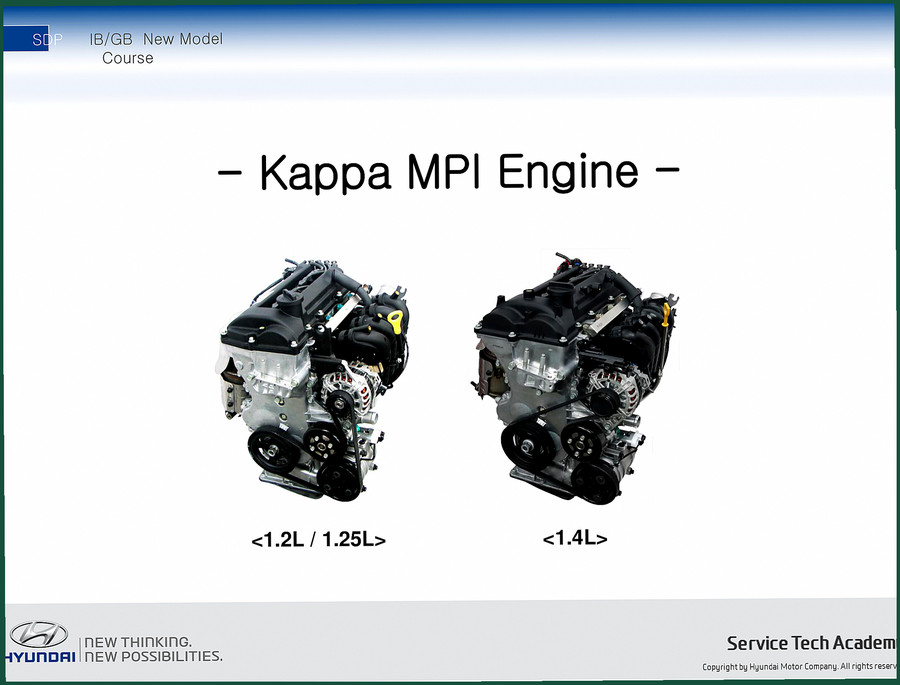 Hyundai 1.20 KAPPA MPI, 1.25 KAPPA MPI, 1.4 KAPPA MPI Training Manual – Factory Specs