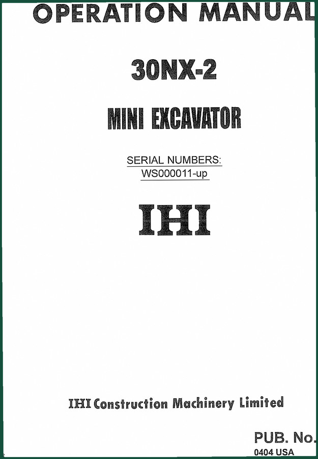 Ihimer 30NX-2 Operators Manual – 111 Pages OEM Specs