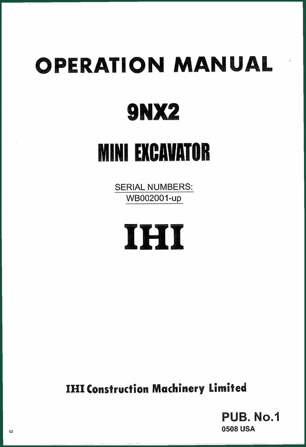 Ihimer 9NX2 Operators Manual – Factory Specs for Safe Operation