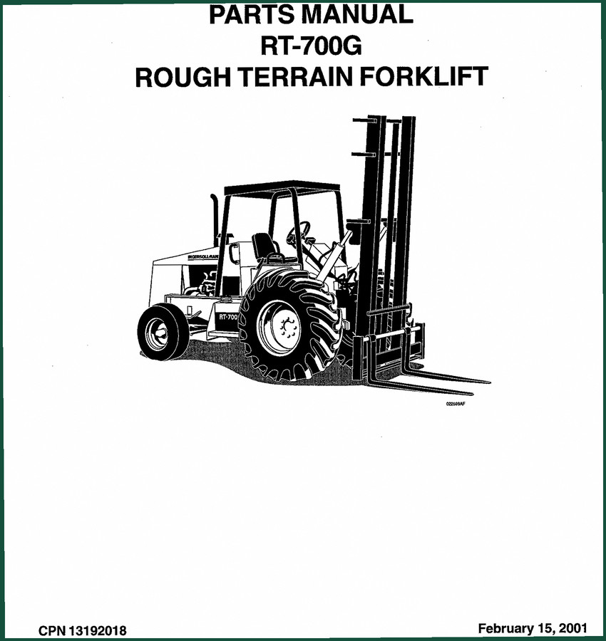 Ingersoll Rand RT-700G 2001 Parts Catalog – 385 Pages of OEM Parts Data
