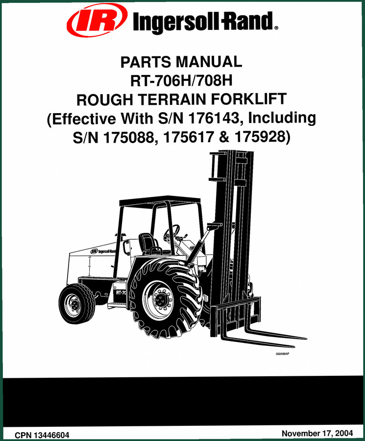 Ingersoll-rand RT-706H RT-708H 2004 Parts Catalog – 318 Pages of OEM Specs