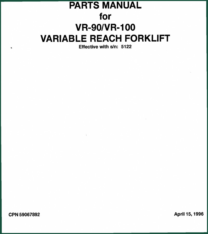 Ingersoll Rand VR-90, VR-100 1996 Parts Catalog – Official OEM Parts Identification