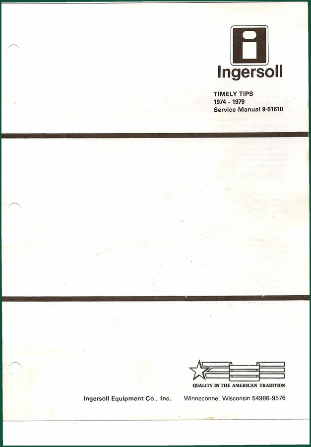 Ingersoll Rand Timely Tips Technical Manual – 49 Pages Factory Service Bulletins