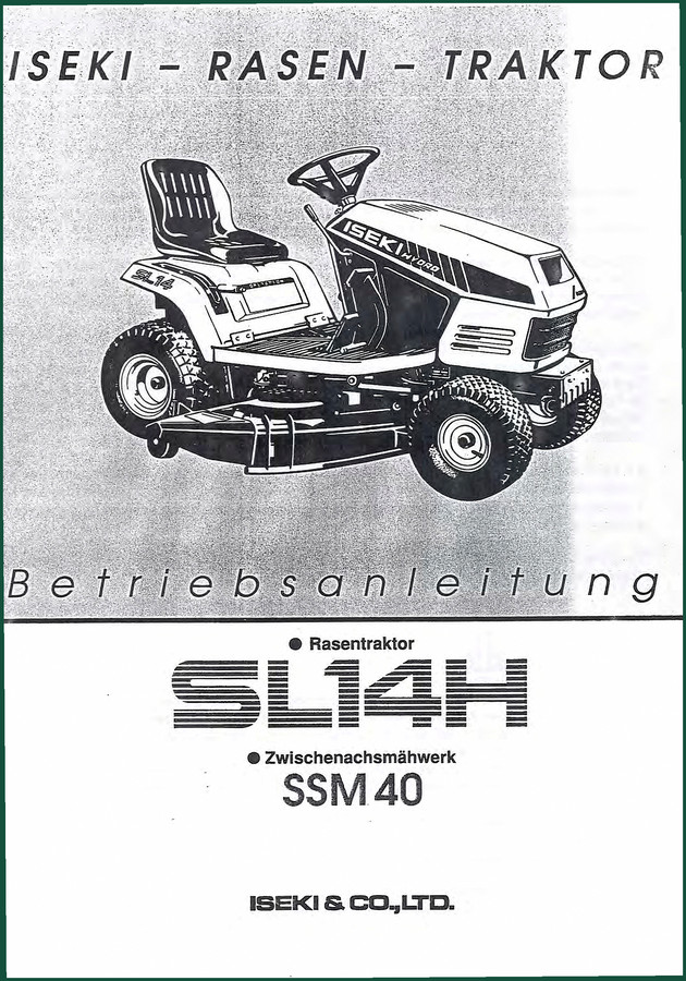 Iseki SL14H User Manual – Factory Operator Guide for SL14H Tractor