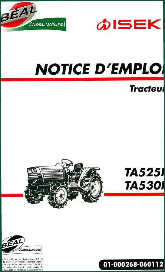 Iseki TA525F TA530F Operators Manual – 56 Page Factory Specs