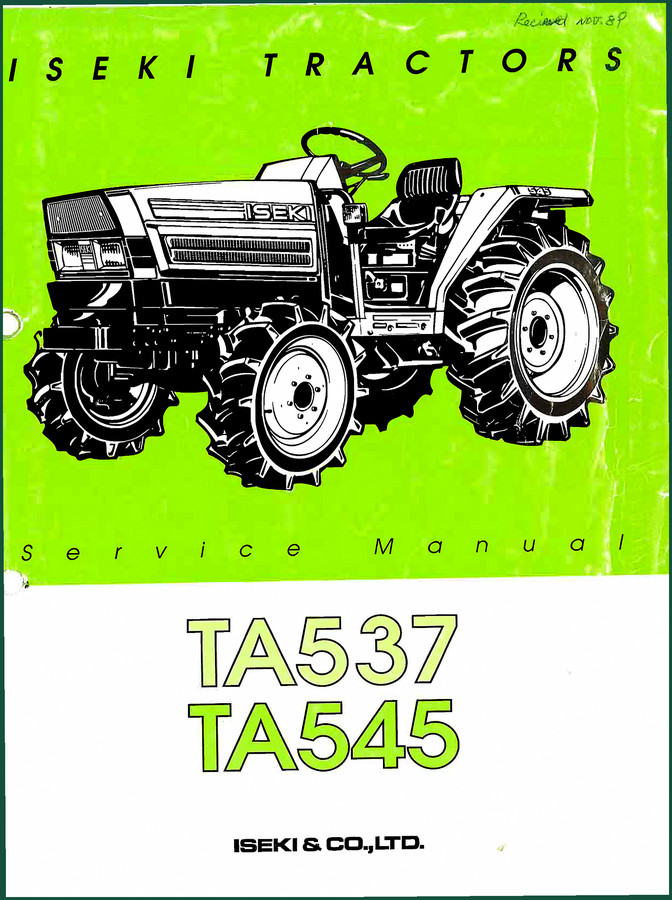 Iseki TA537, TA545 1989 Service Manual – OEM Factory Spec Tractor Repair