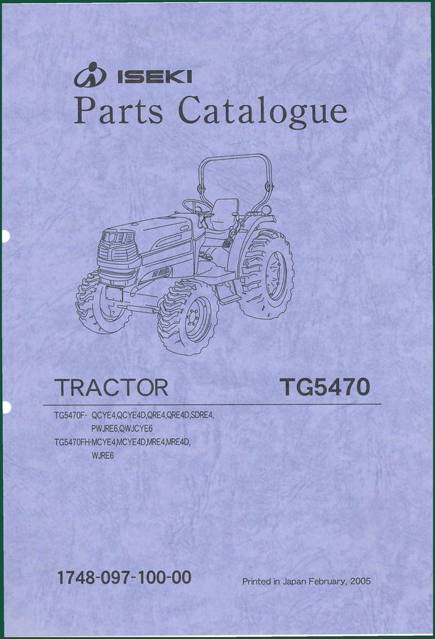 Iseki TG5470, TG5470F 2005 Parts Catalog – 577-Page OEM Document