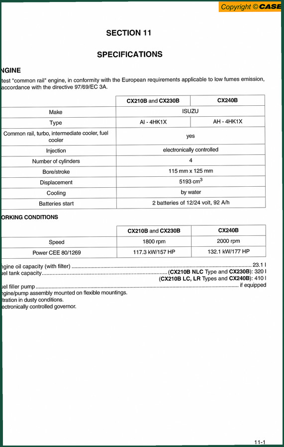 Isuzu CX210B, CX230B, CX240B Technical Manual – 24 Pages