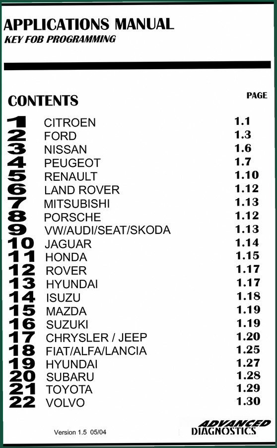 Jaguar XSARA, XANTIA, SYNERGIE, EVASION, BERLINGO 2004 Technical Manual – Key Fob Programming
