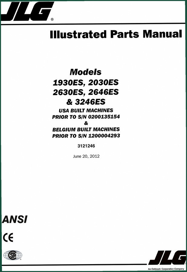 JLG 1930ES-3246ES 2011 Service Manual – Factory Specs
