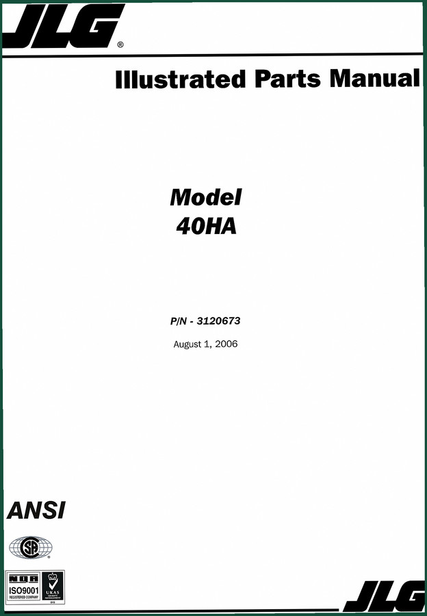 JLG 40HA 2006 Parts Catalog – OEM Factory Parts Breakdown