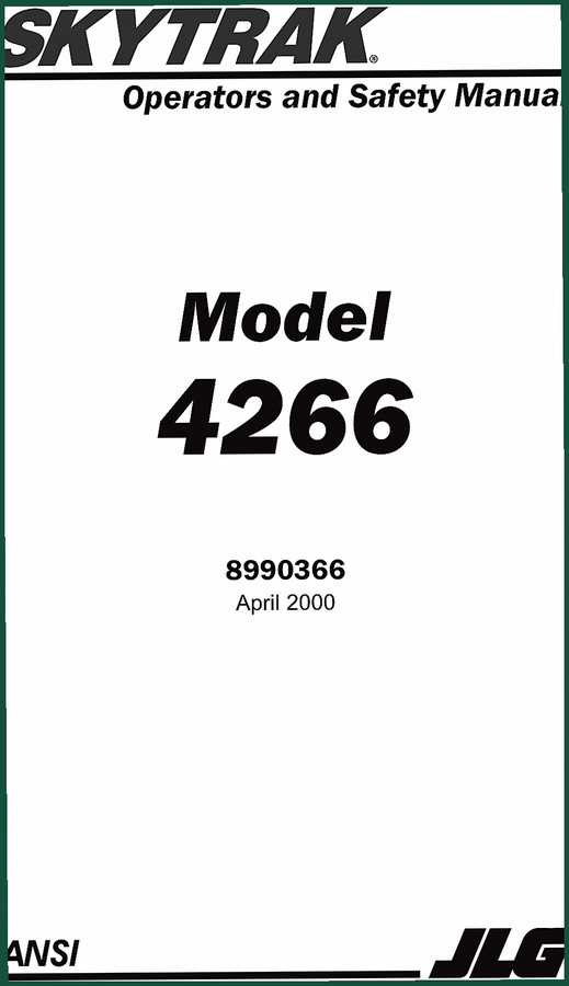 JLG 4266 2000 Operators Manual – Official OEM Specs