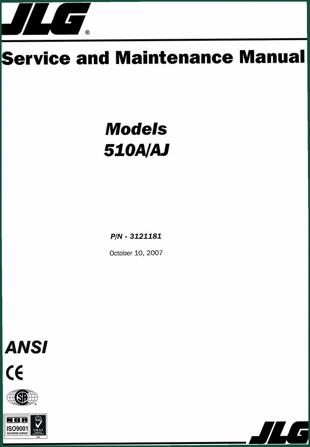 JLG 510AJ, 510A 2007 Service Manual – Factory Torque Specs & Engine Data