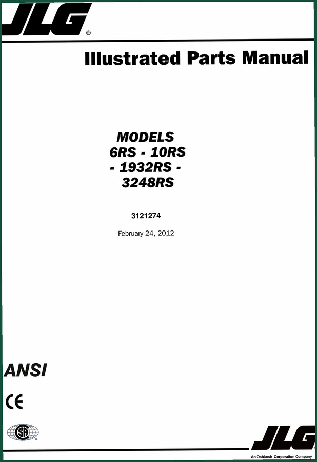 JLG 6RS, 10RS, 1932RS, 3248RS 2012 Parts Catalog – 110 Pages OEM