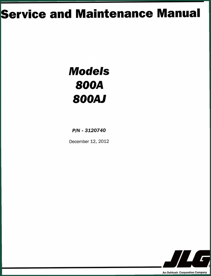 JLG 800A 800AJ 2012 Operators Manual – OEM Safety & Operation