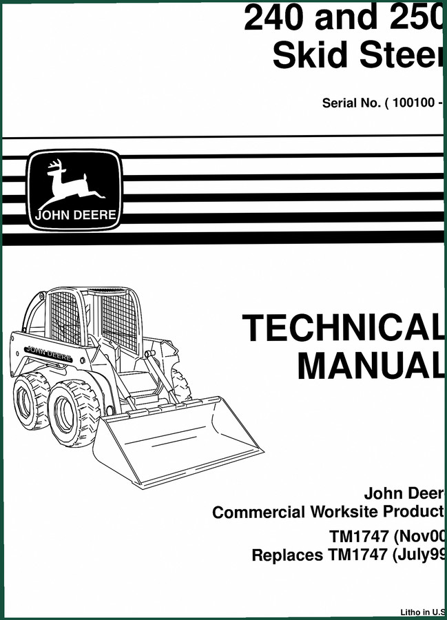 John Deere 240, 250 2000 Technical Manual – 490 Pages OEM Specs