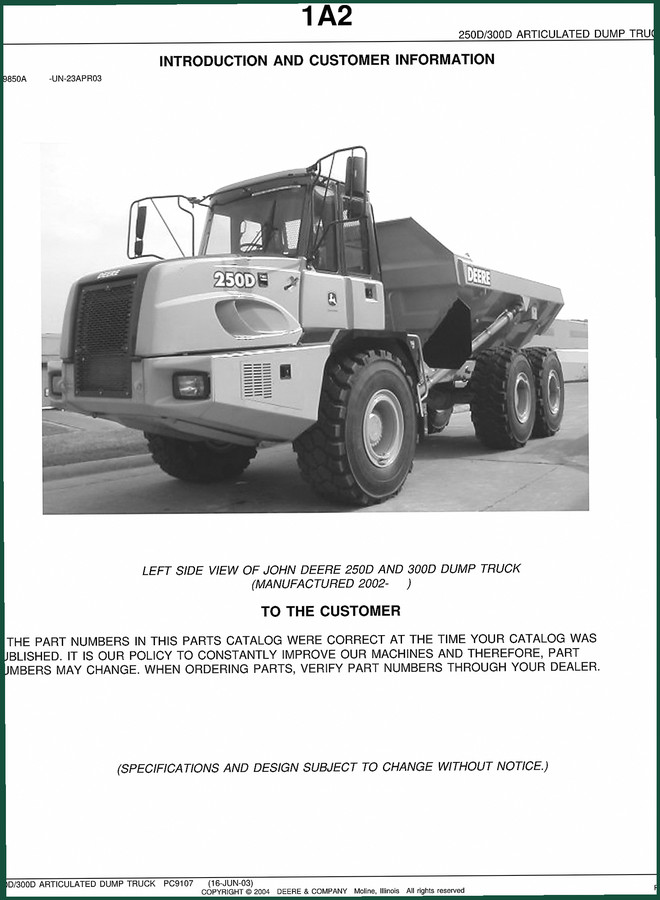 John Deere 300D, 250D 2004 Parts Catalog – 521 Pages