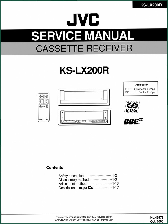 JVC KS-LX200R 2000 Service Manual – 99 Pages | Factory Specs