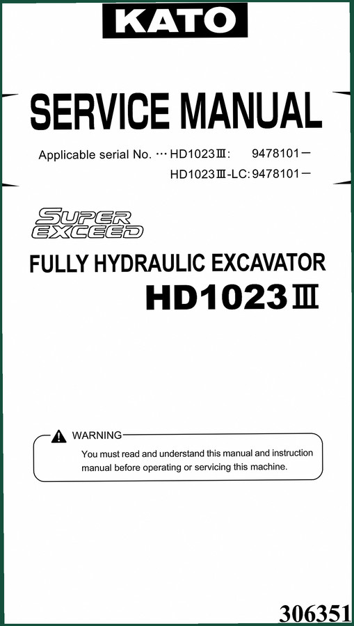 Kato HD1023III Parts Catalog – OEM Parts Identification for Hydraulic Excavator