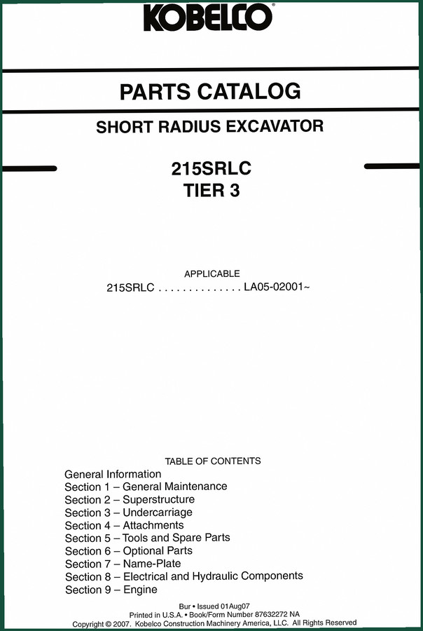 FIAT Kobelco 215SRLC 2007 Parts Catalog – 562 Page OEM Exploded View & Part Numbers