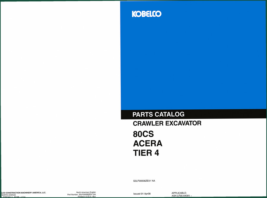 FIAT Kobelco 80CS 2008 Parts Catalog – 579 Pages OEM Exploded Views