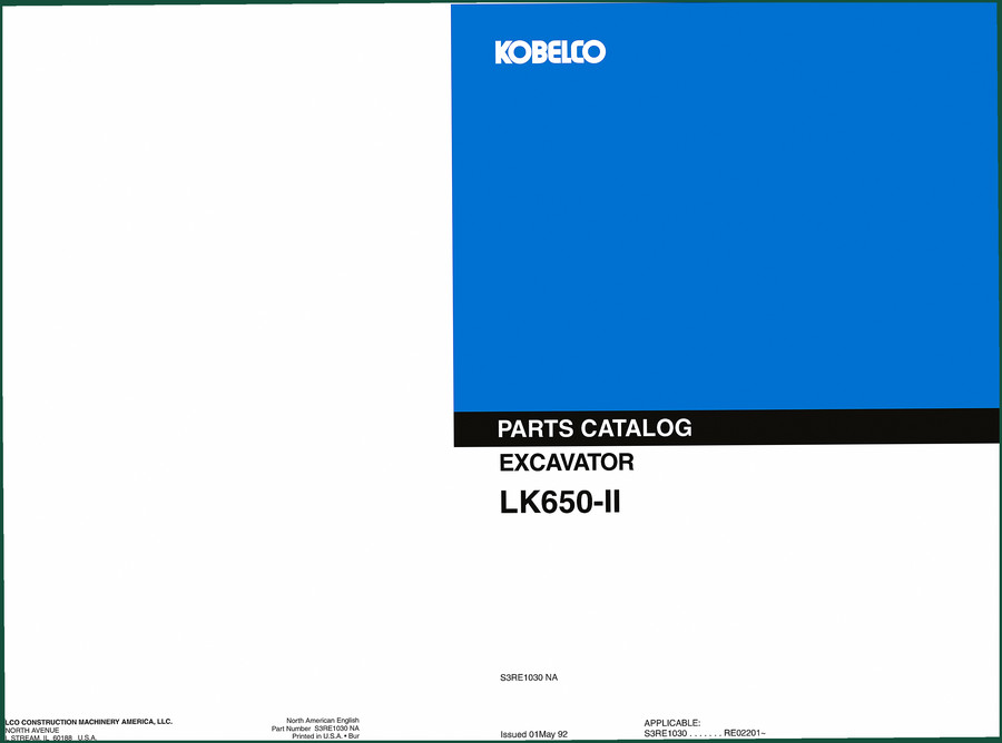 FIAT Kobelco LK650-II 1992 Parts Catalog – 459 Pages