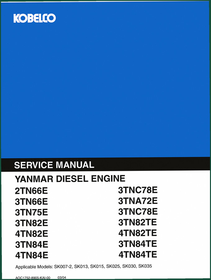 FIAT Kobelco SK007-2, SK013, SK015, SK025, SK030 2004 Manual