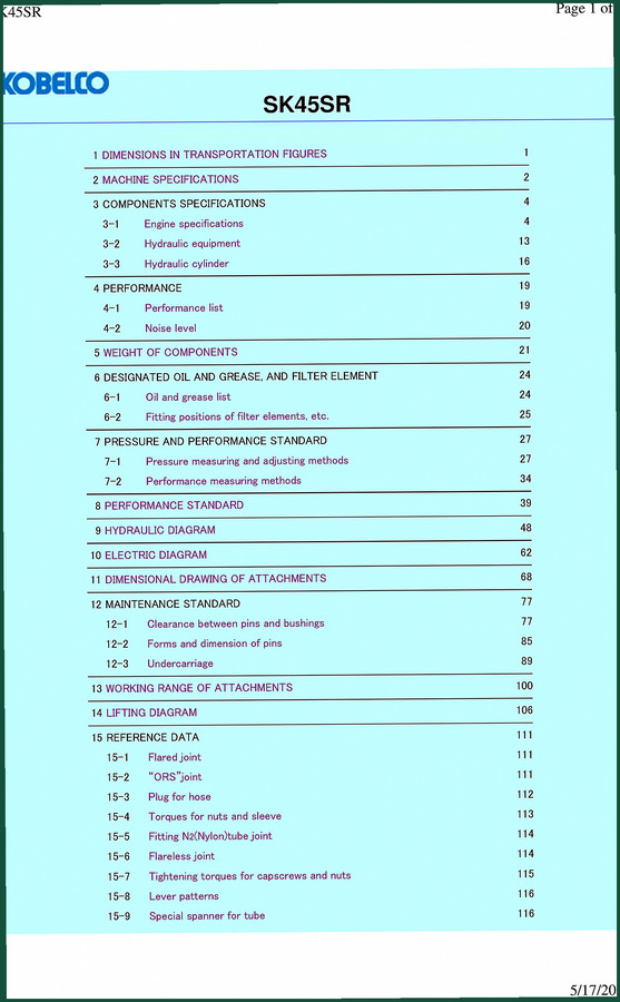 New Holland Kobelco SK25SR, SK30SR, SK35SR, SK15SR, SK20SR 2011 Service Manual
