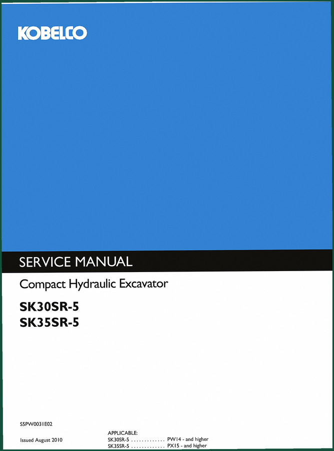 FIAT Kobelco SK35SR-5 SK30SR-5 2010 Service Manual OEM