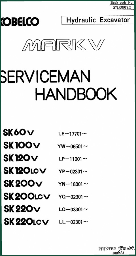 New Holland Kobelco SK60V-SK200V Service Manual | 170 Pages