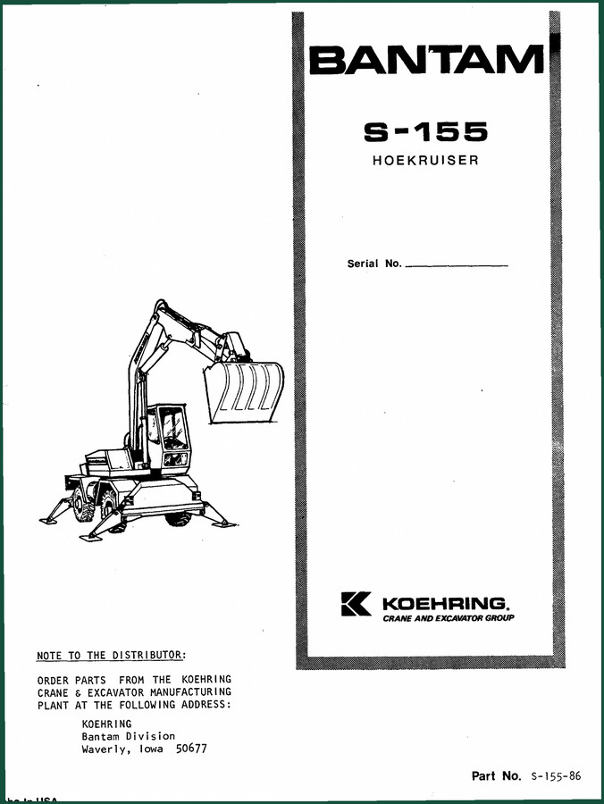 Koehring S-155 1977 Parts Catalog – OEM Part Numbers for Hoe Kruiser