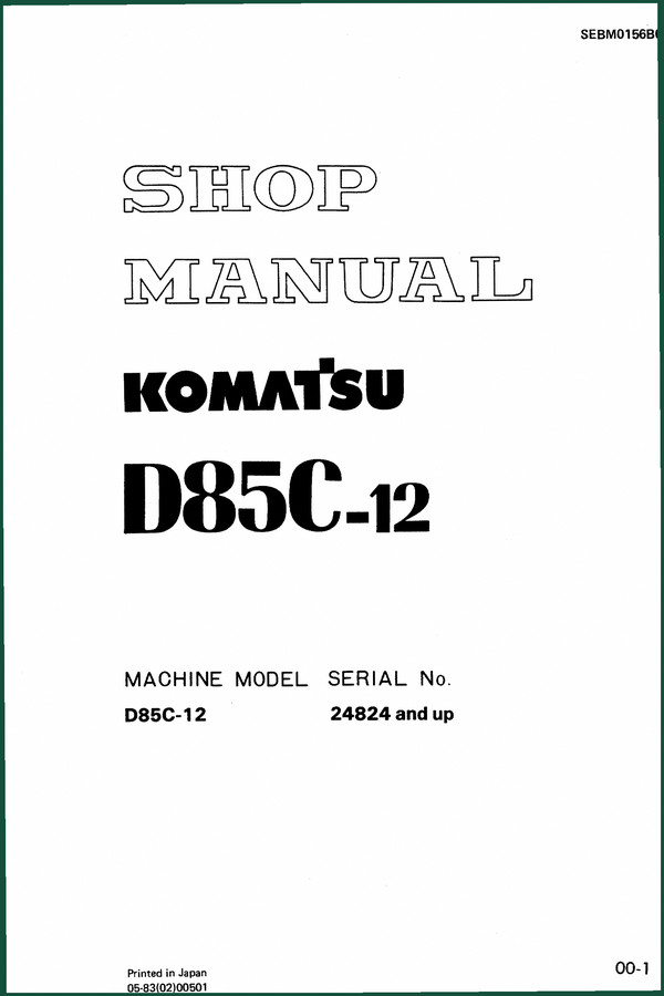 Komatsu D85C-12 Workshop Manual: 362 Pages of Factory Specs