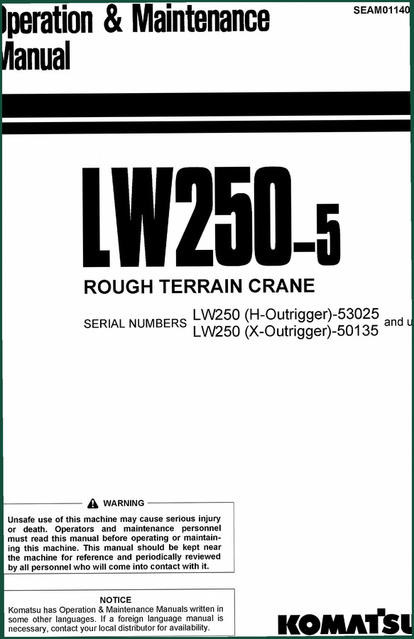 Komatsu LW250-5 Service Manual – Factory Repair Doc, 455 Pages