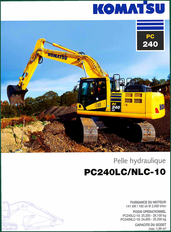 Komatsu PC240LC, PC240NLC-10 Technical Manual – 24 Pages of Factory Specs