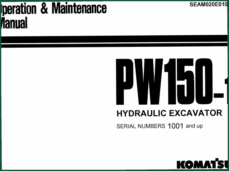 Komatsu PW150-1 Operators Manual – 167 Pages of OEM Specs
