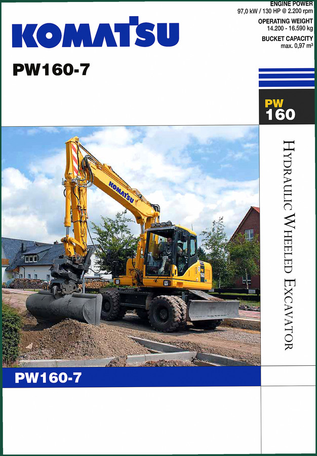 Komatsu PW160-7 Technical Manual – Factory Specs for Hydraulic Excavator
