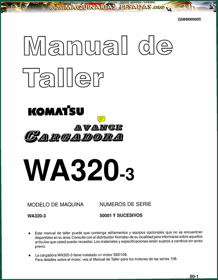 Komatsu WA320-3 Workshop Manual – 852 Pages of Factory Specs