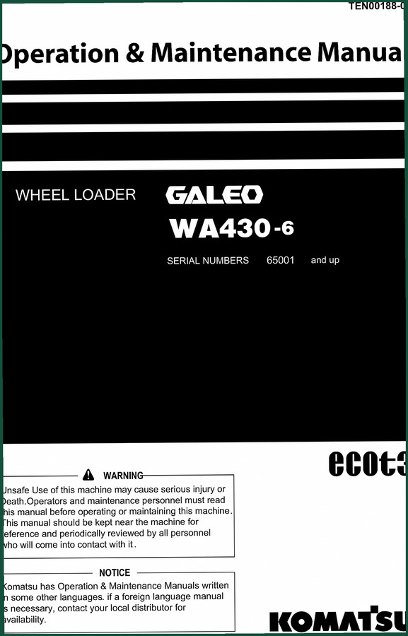 Komatsu WA430-6 Service Manual – Factory Specs for Wheel Loader Engine and Systems
