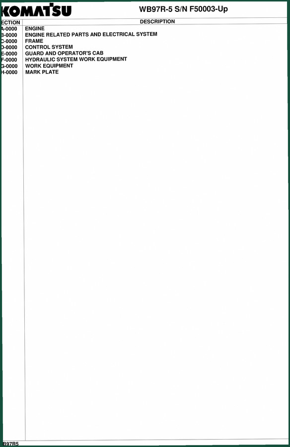 Komatsu WB97R-5 Parts Catalog – 871 Pages OEM Exploded Views