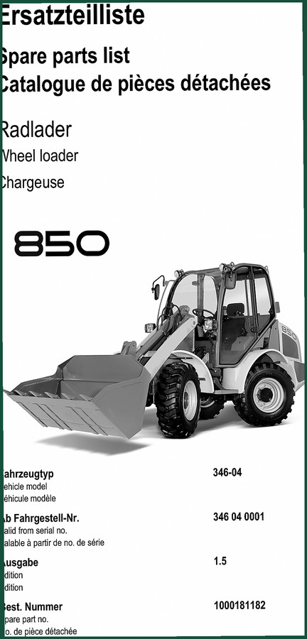Kramer 850 2010 Parts Catalog – OEM Parts Index for Wheel Loader
