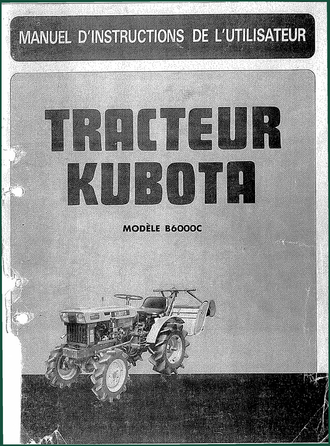 Kubota B6000C User Manual – Factory Specs for Tractor Operation & Maintenance