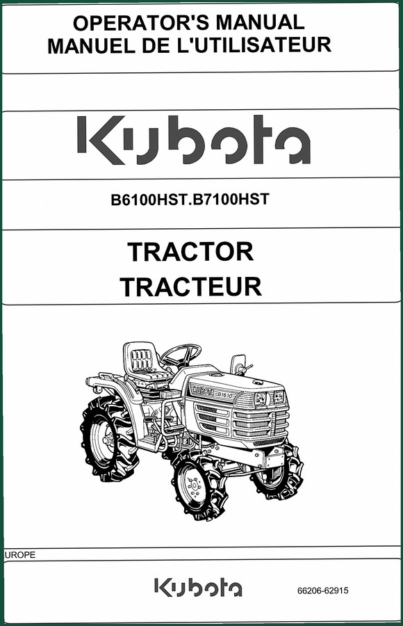 Kubota B6100HST B7100HST Operators Manual – Factory Specs