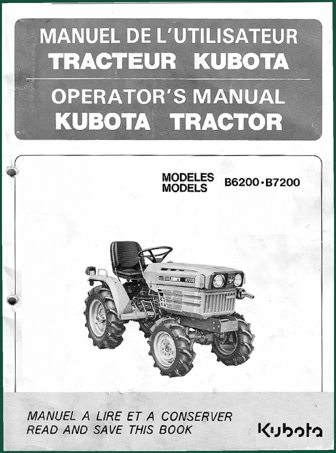Kubota B6200, B7200 1980 Operators Manual – Factory Specs