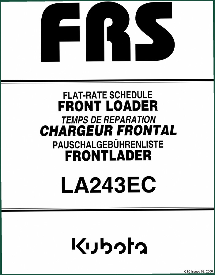Kubota LA243EC 2006 Service Manual – Flat-Rate Schedule
