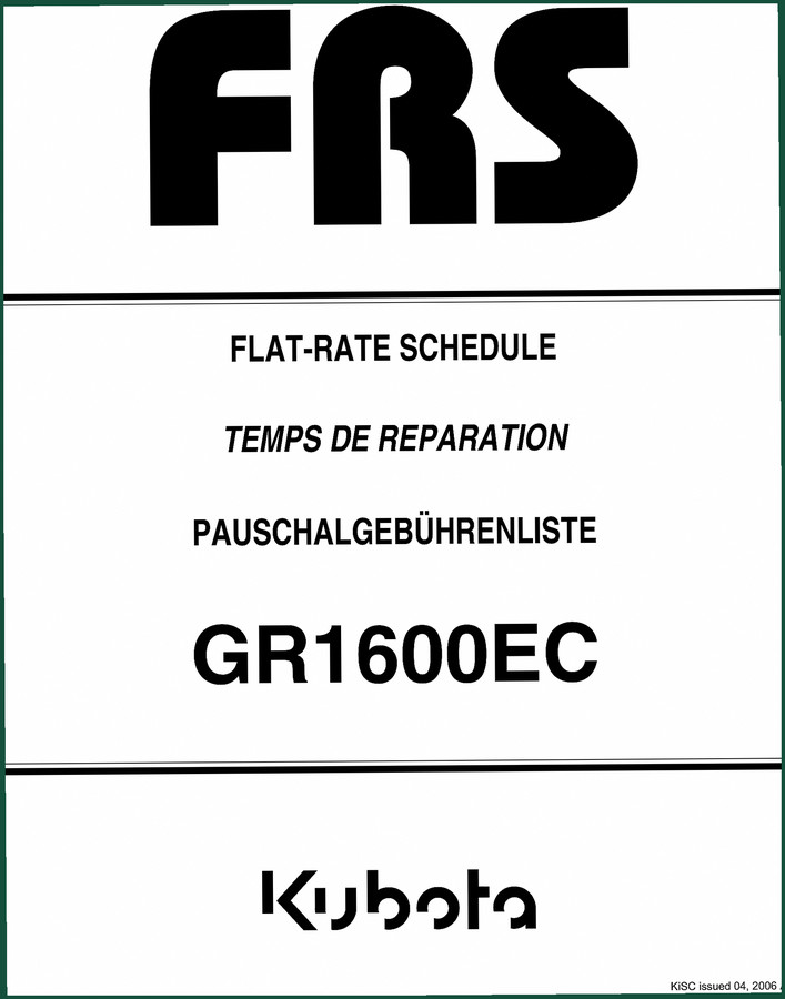 Kubota GR1600EC 2005 Service Manual – 91 Pages OEM Specs